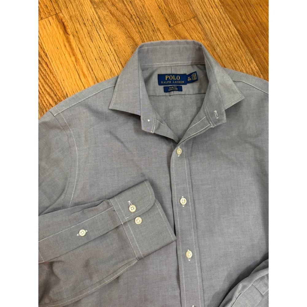 Polo Ralph Lauren Men's Slim Fit Dress Shirt Gray Long Sleeve Size 14 1/2 32/33